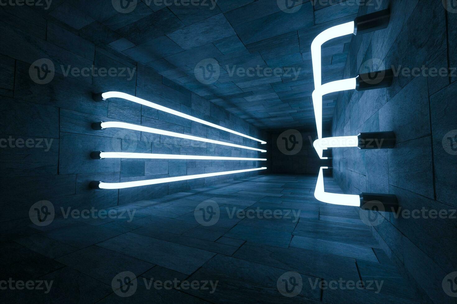3d rendering, glowing magic lines in anbanoned room, dark background photo
