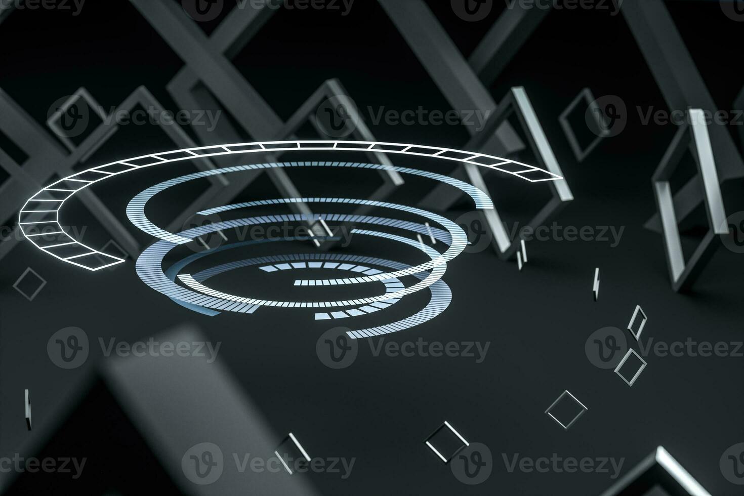 3d rendering, dark creative polygon elements photo