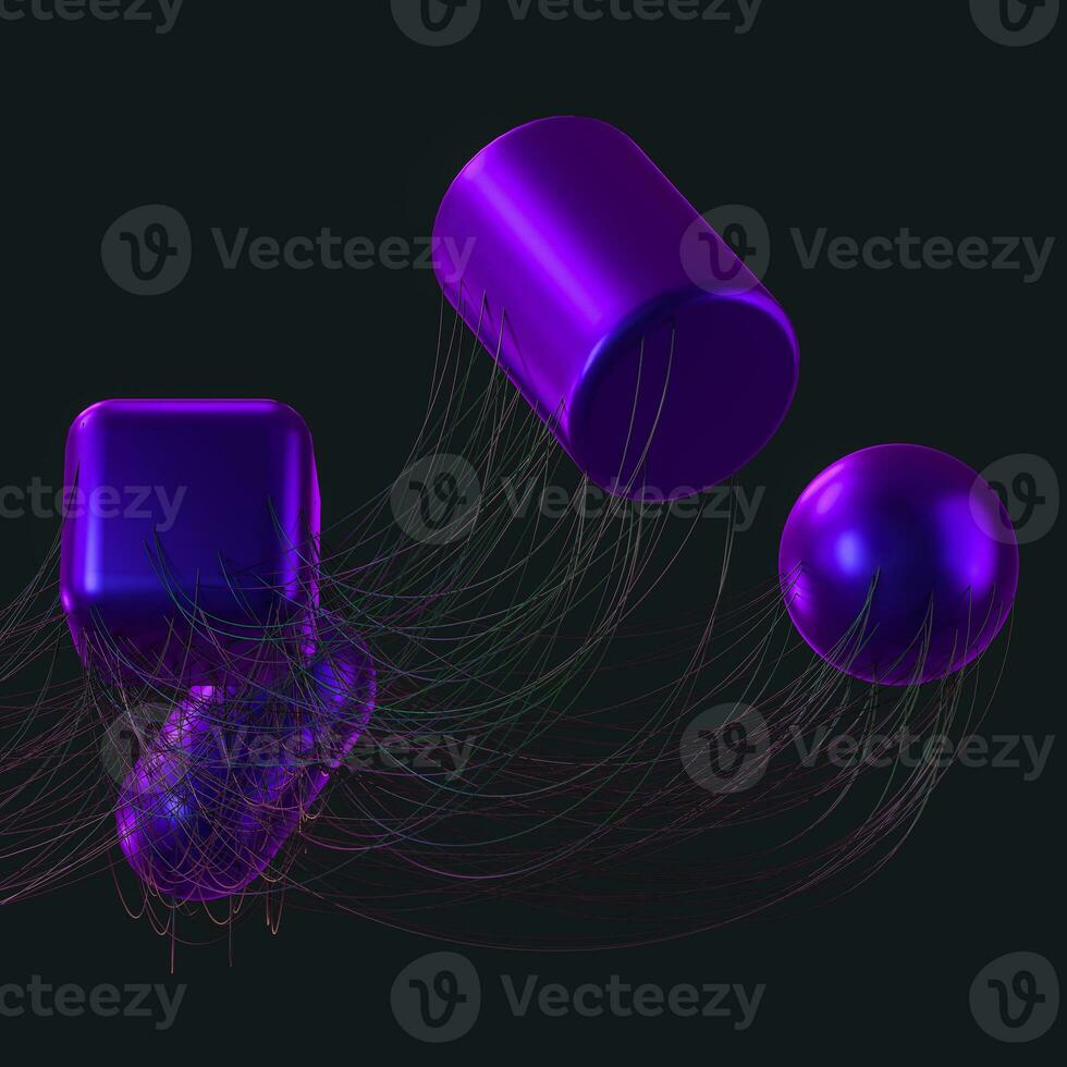 Connection lines with creative geometries, 3d rendering. photo