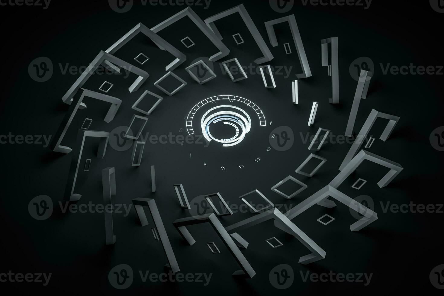 3d rendering, dark creative polygon elements photo