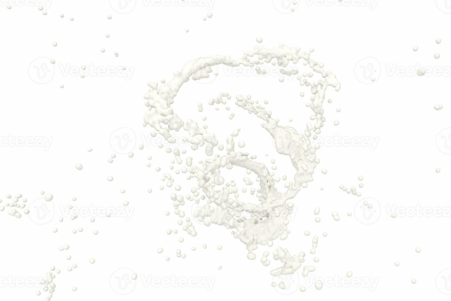 Purity splashing milk with creative shapes, 3d rendering. photo