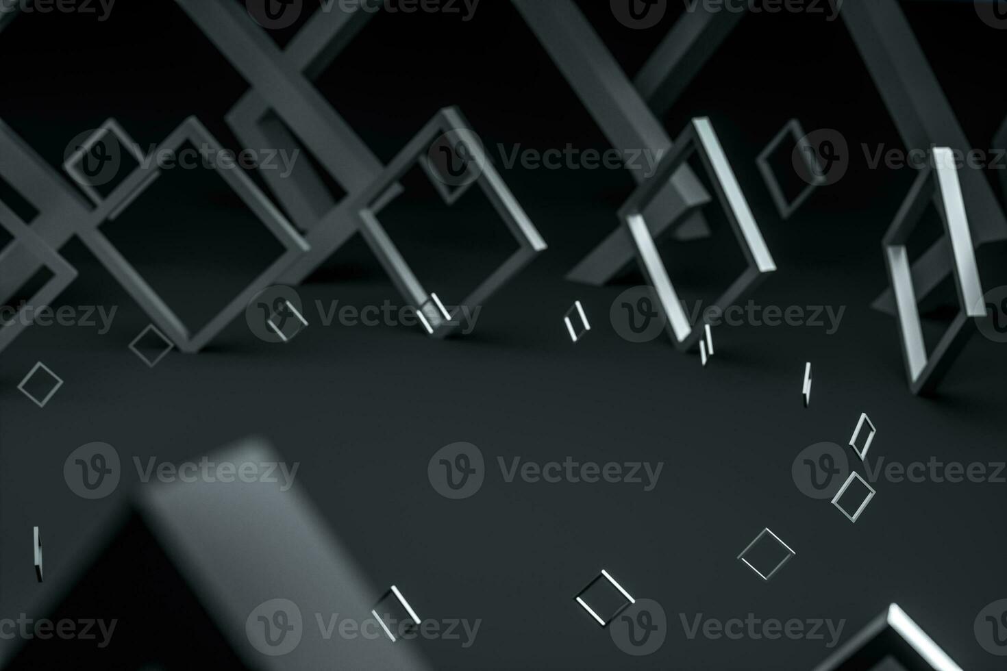 3d rendering, dark creative polygon elements photo