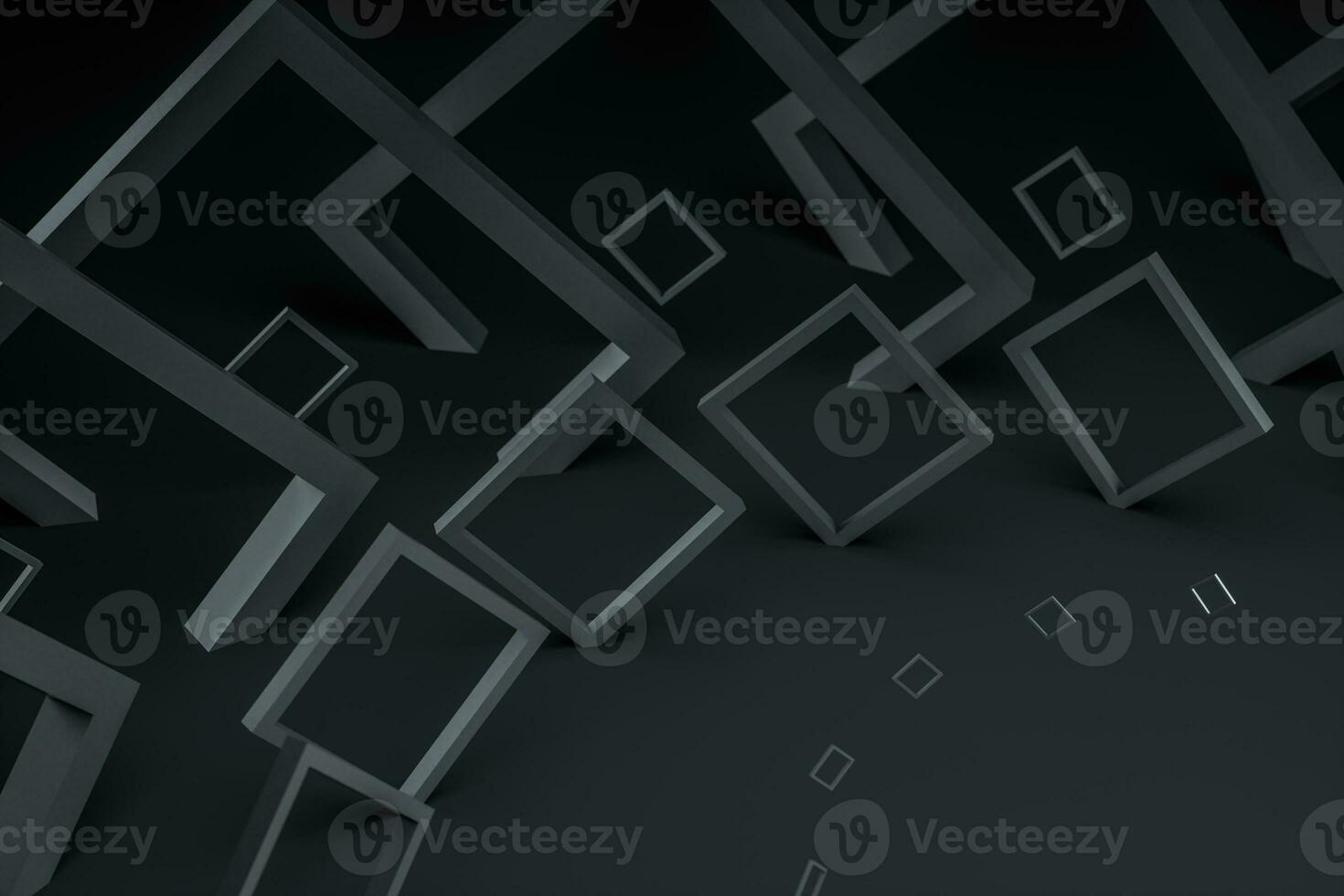 3d rendering, dark creative polygon elements photo