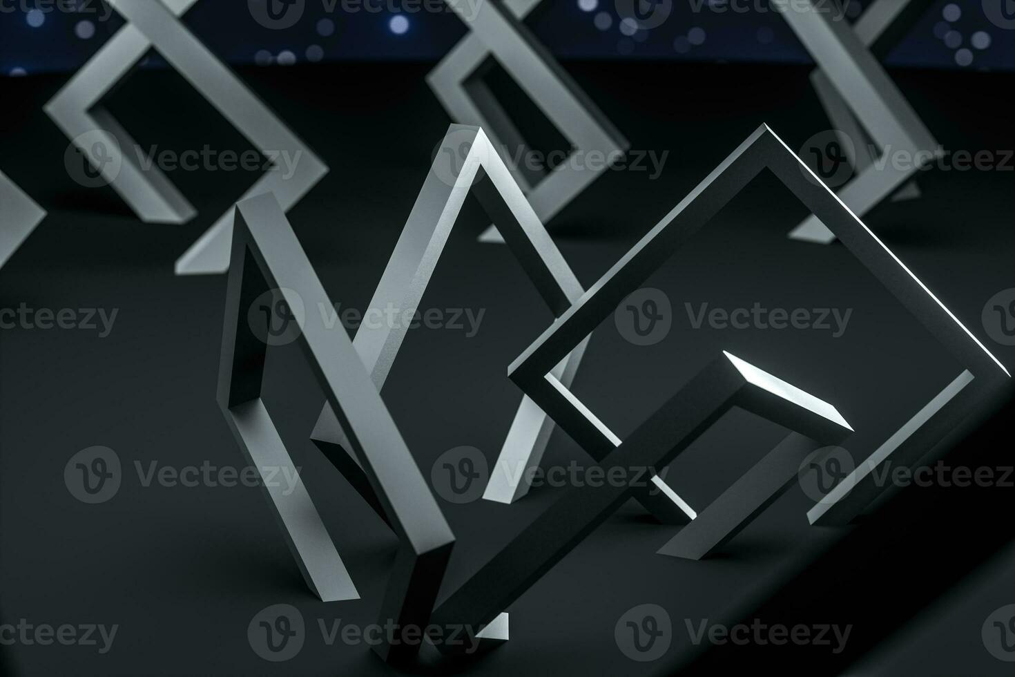 3d rendering, dark creative polygon elements photo