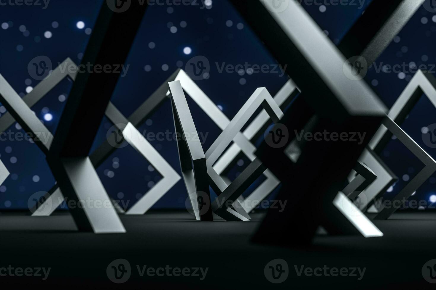 3d rendering, dark creative polygon elements photo