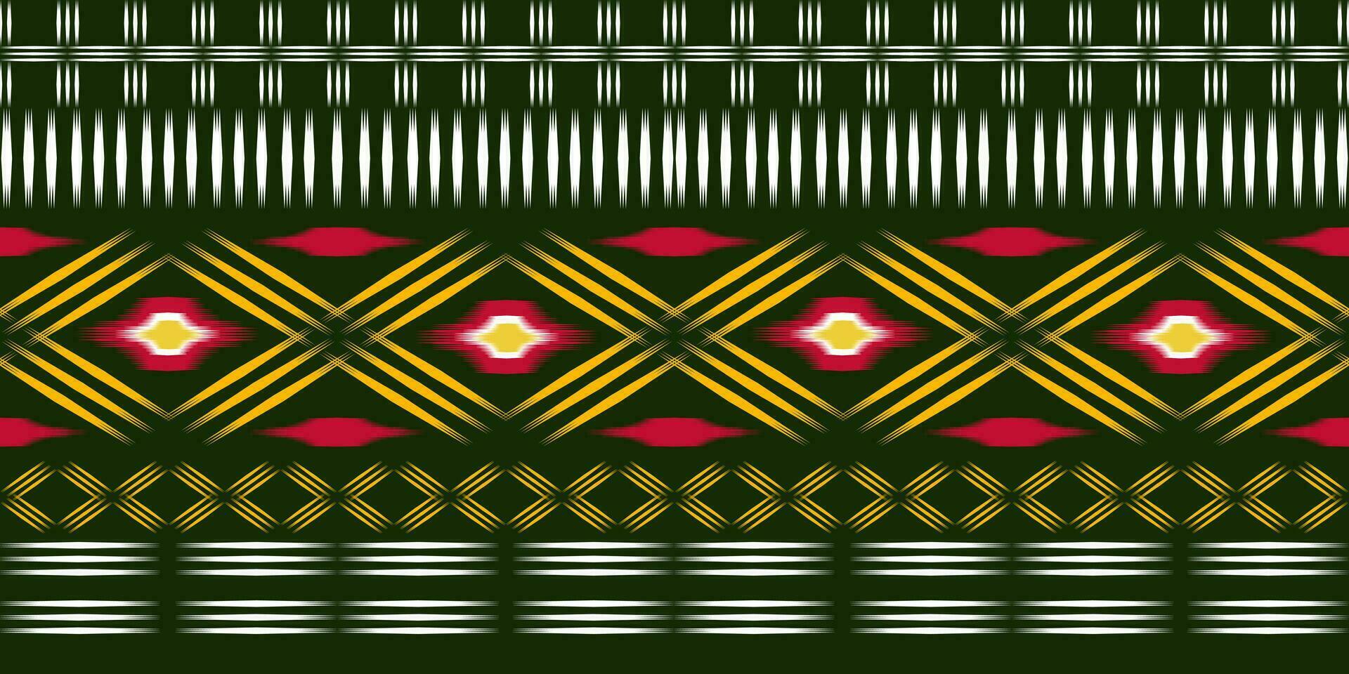 Seamless pattern, traditional ethnic pattern on green background, Aztec abstract vector illustration
