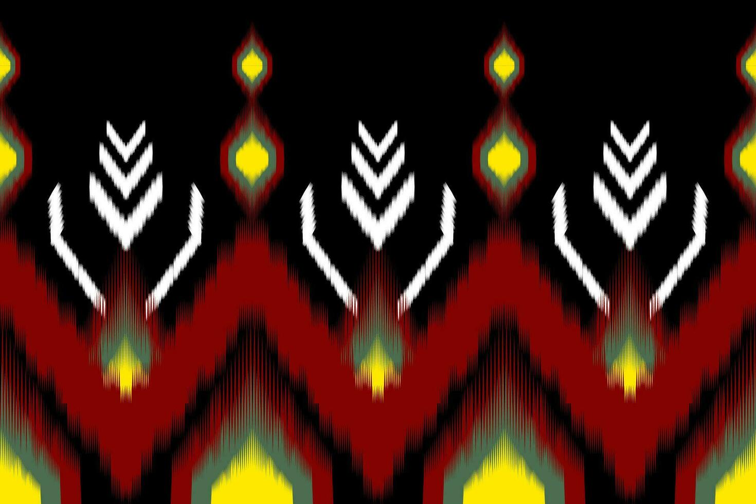 African Ikat Paisley embroidery pattern on black background, traditional seamless geometric pattern, Aztec abstract pattern. vector