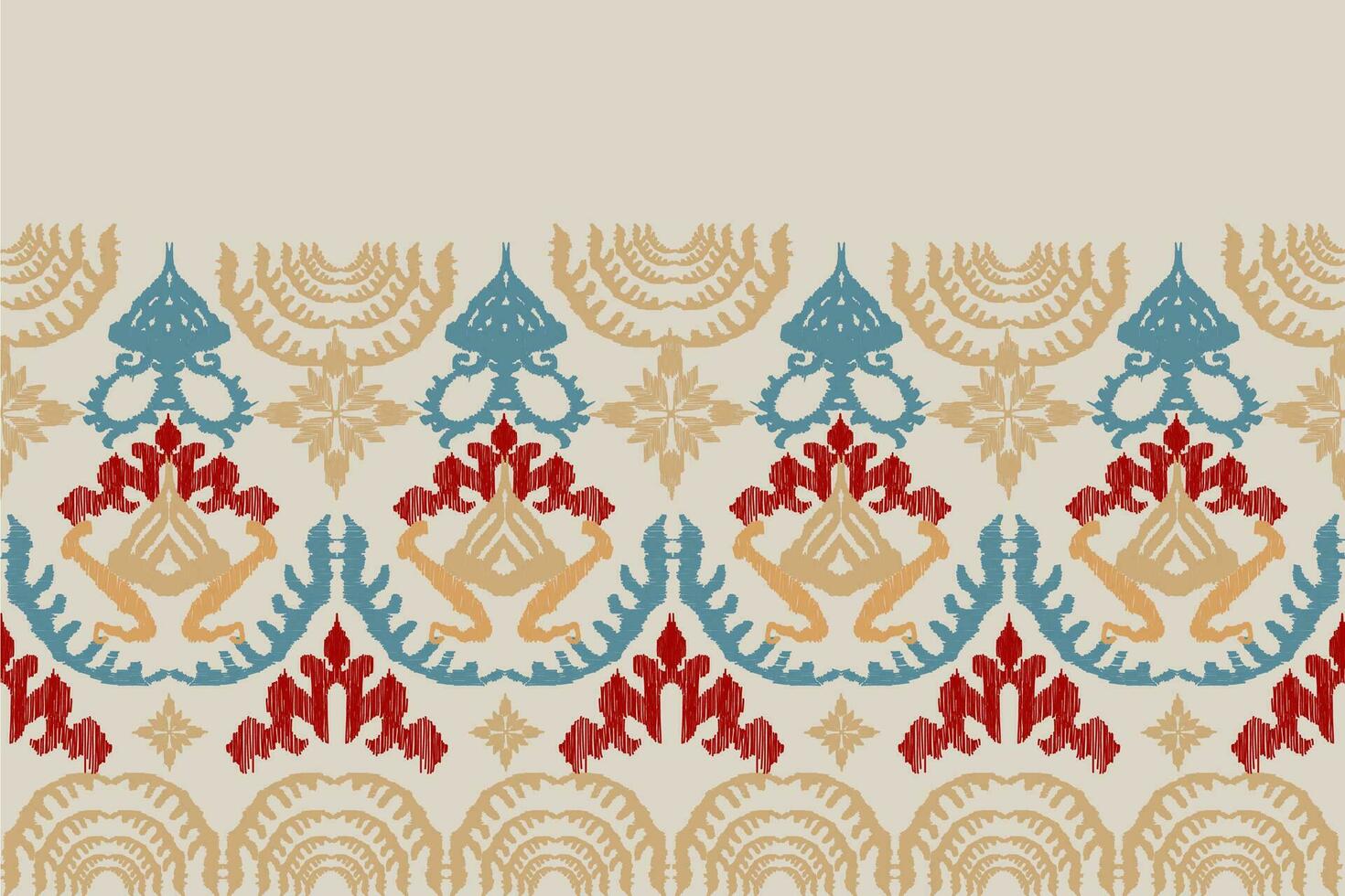 africano ikat cachemir floral bordado modelo en pálido amarillo fondo, tradicional oriental étnico geométrico patrón, azteca resumen vector ilustración diseñado para