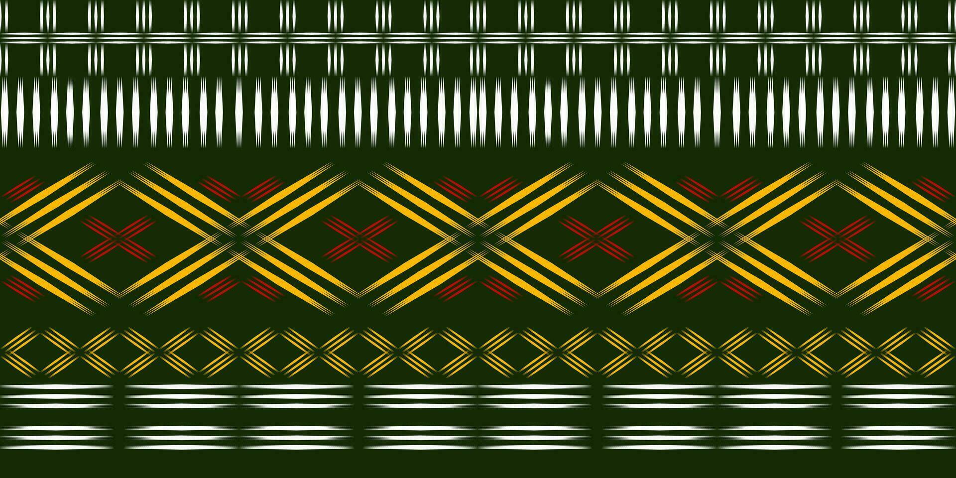 Seamless pattern, traditional ethnic pattern on green background, Aztec abstract vector illustration
