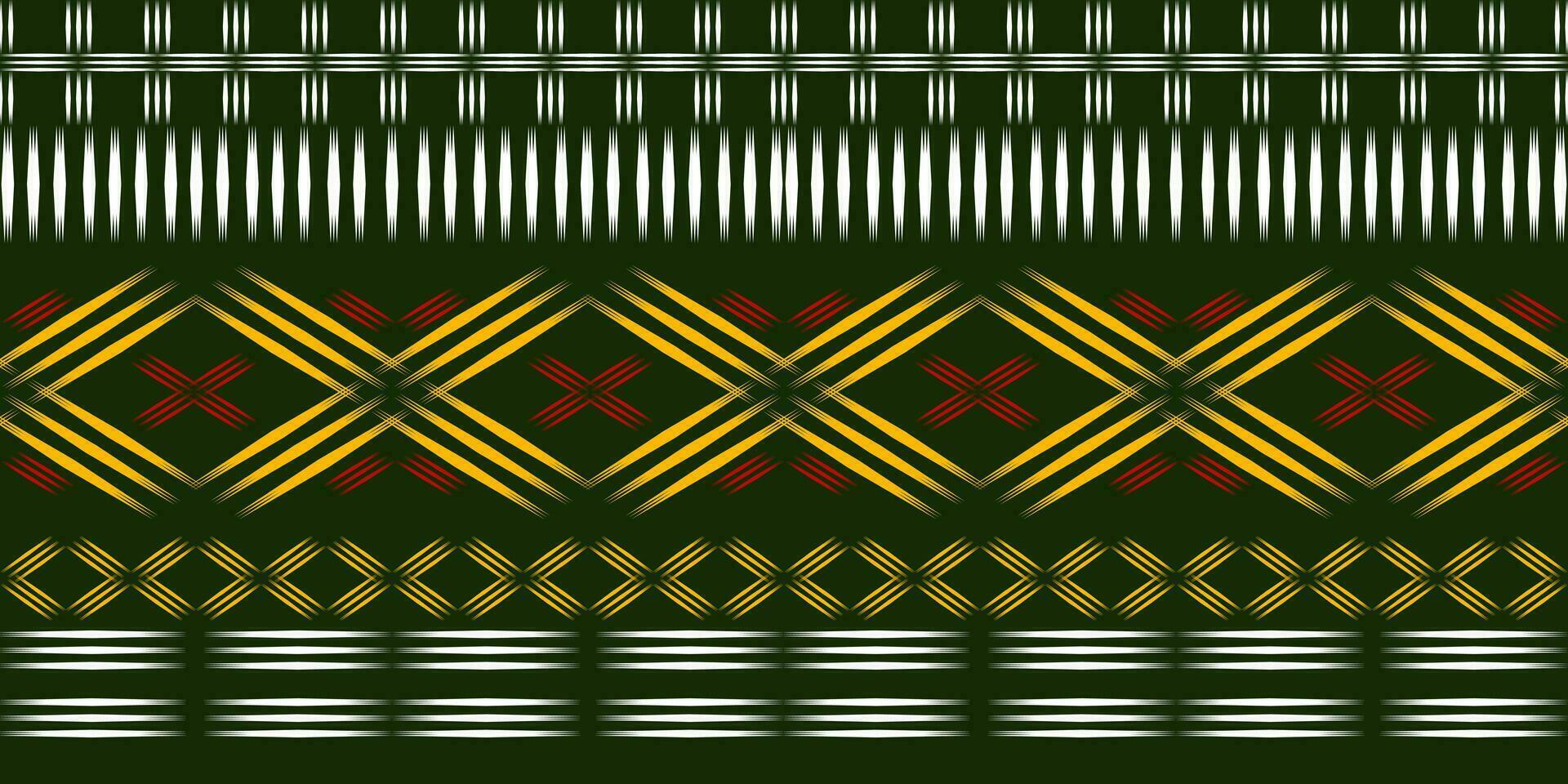 Seamless pattern, traditional ethnic pattern on green background, Aztec abstract vector illustration