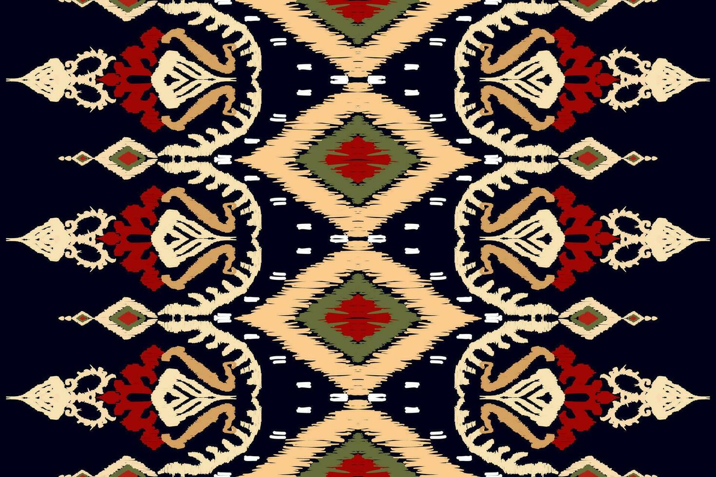 Ikat floral paisley embroidery on black background.geometric ethnic oriental pattern traditional.Aztec style abstract vector illustration.design for