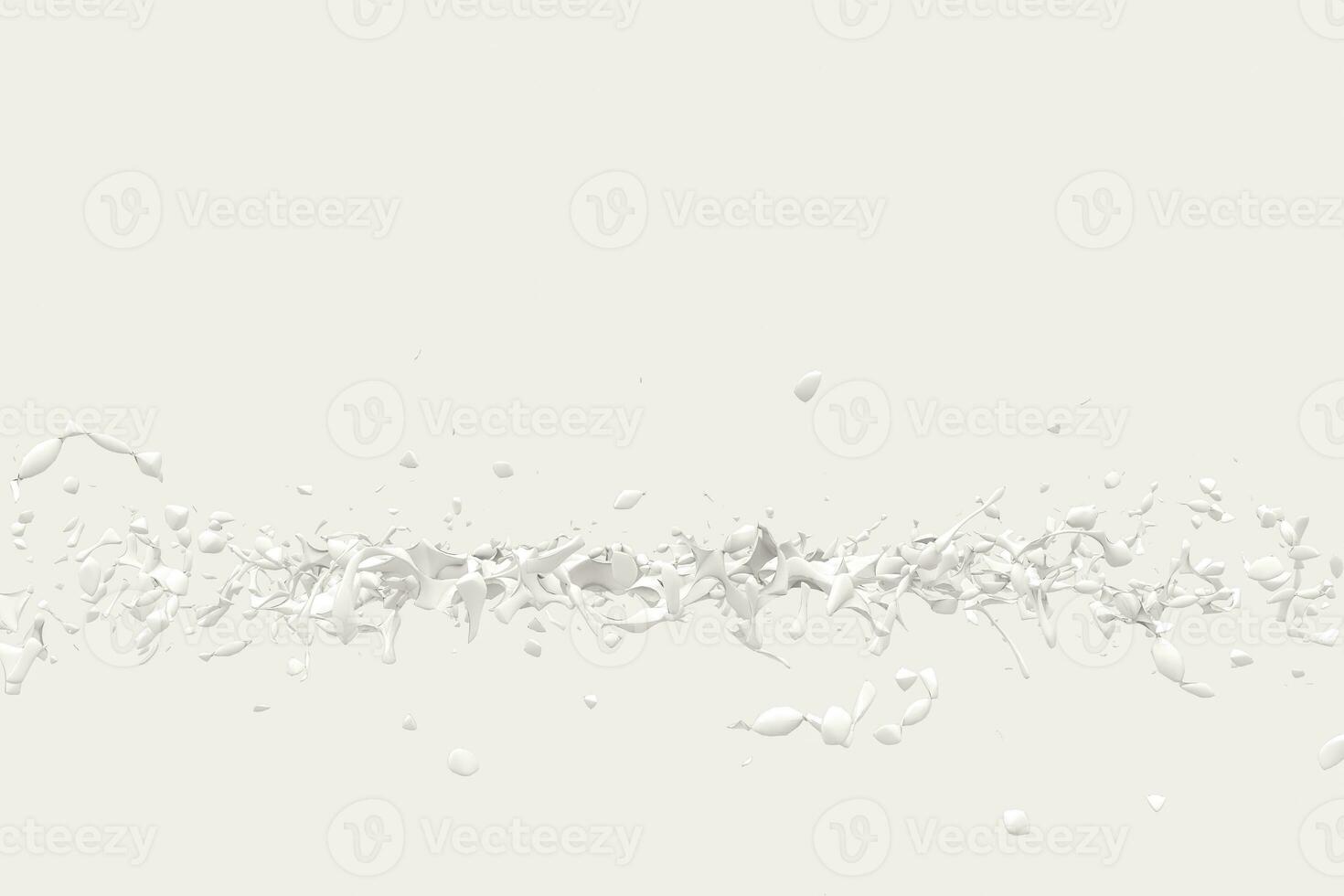 Purity splashing milk with creative shapes, 3d rendering. photo