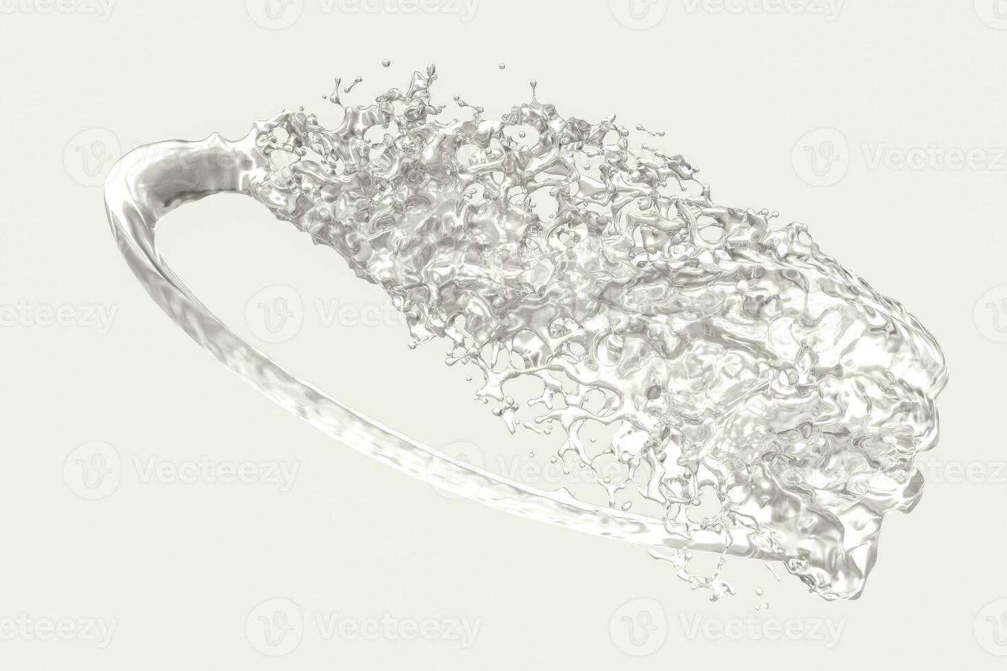 Purity splashing milk with creative shapes, 3d rendering. photo