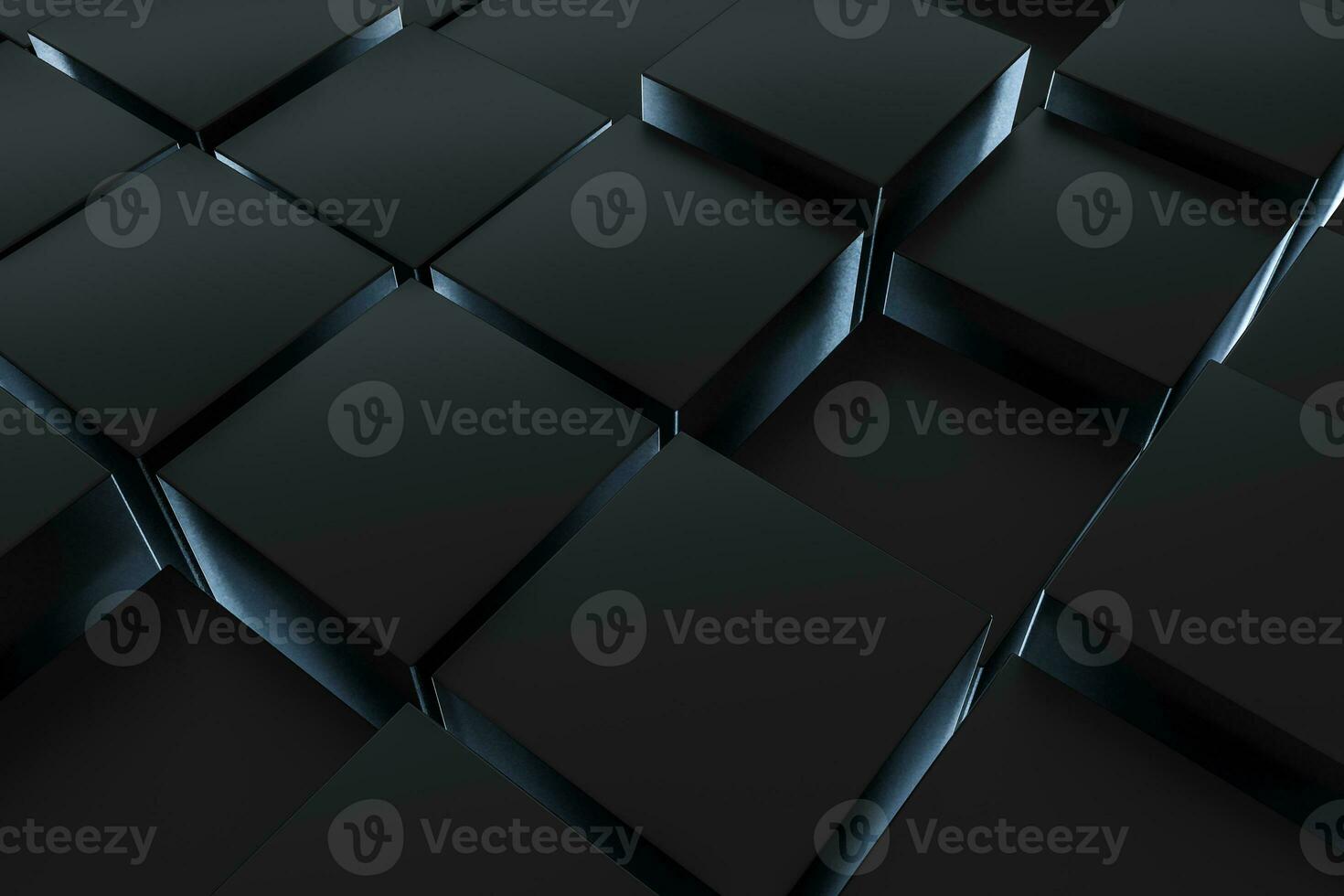 3d rendering, dark background, cube bricks with light effect. Computer digital background. photo
