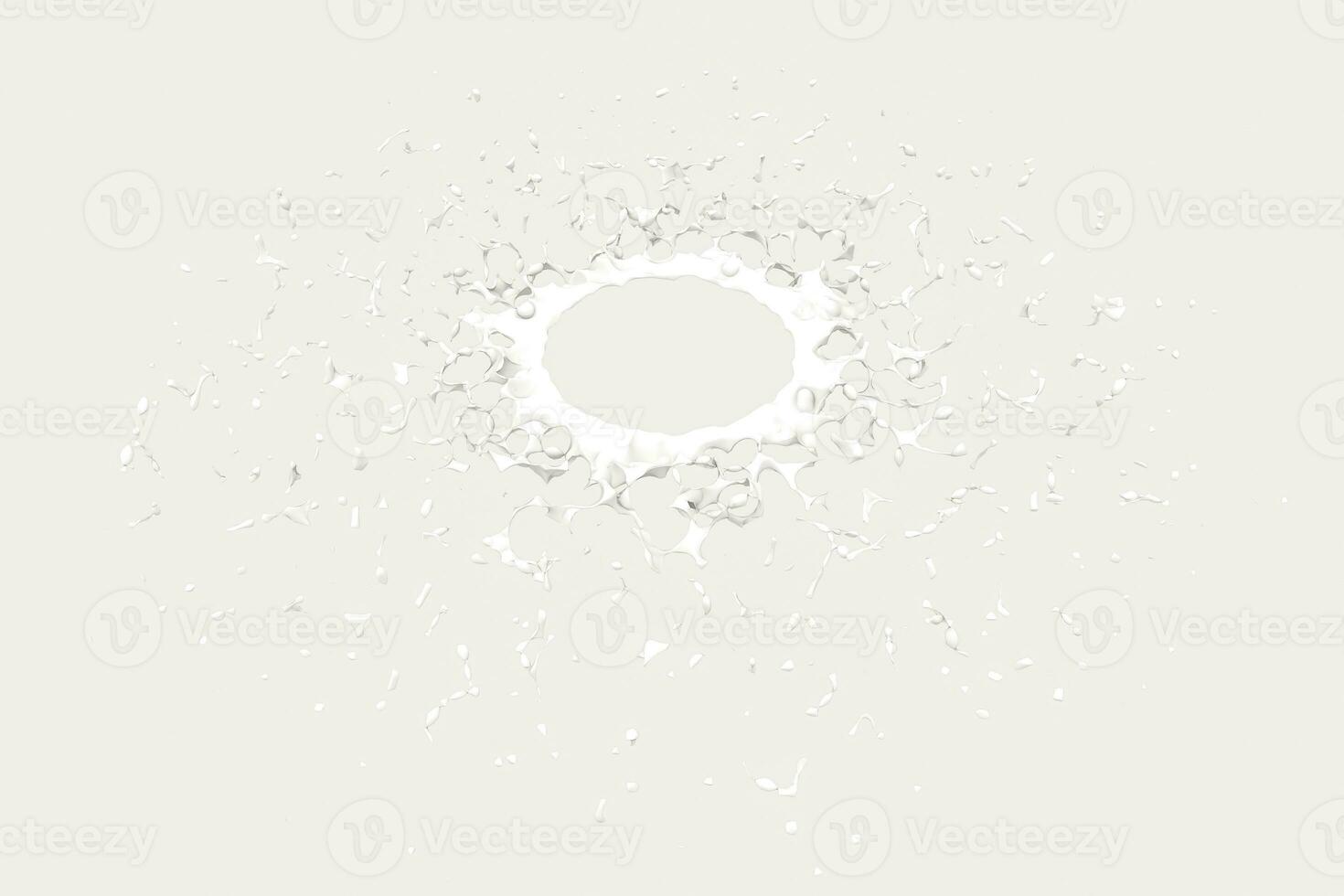 Purity splashing milk with creative shapes, 3d rendering. photo