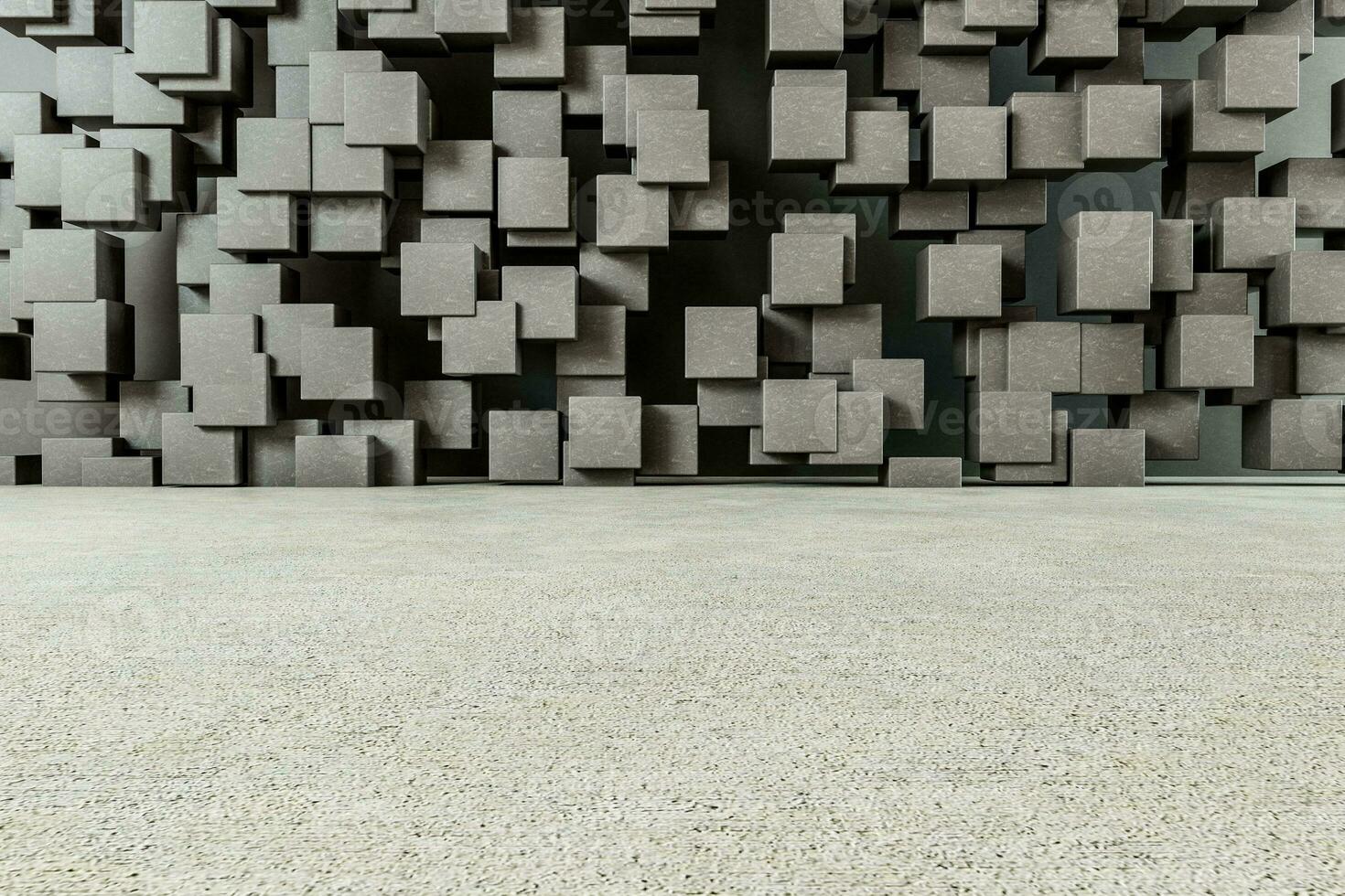 3d rendering, creative cubes wall with floor photo