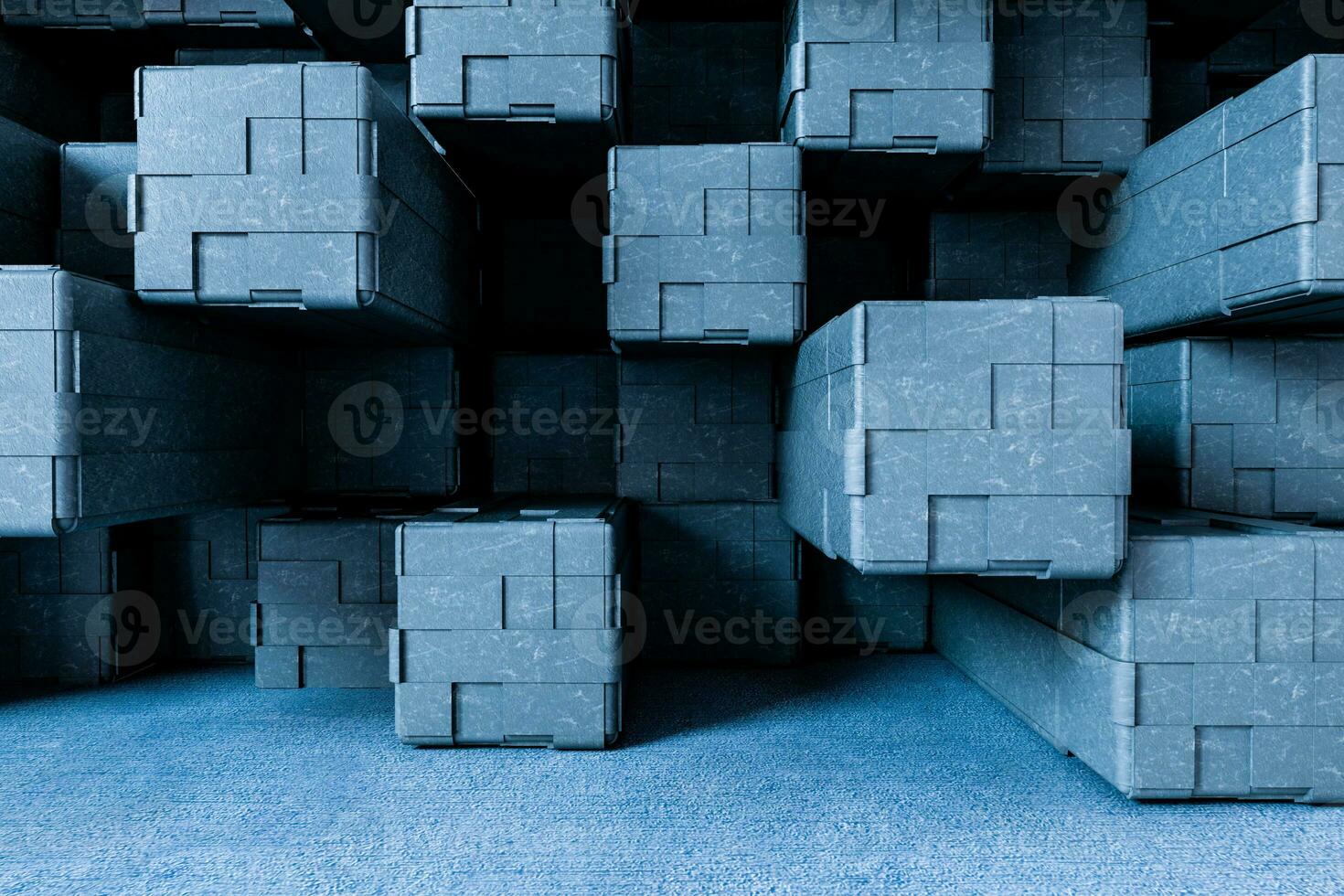 3d rendering, creative cubes wall with floor photo