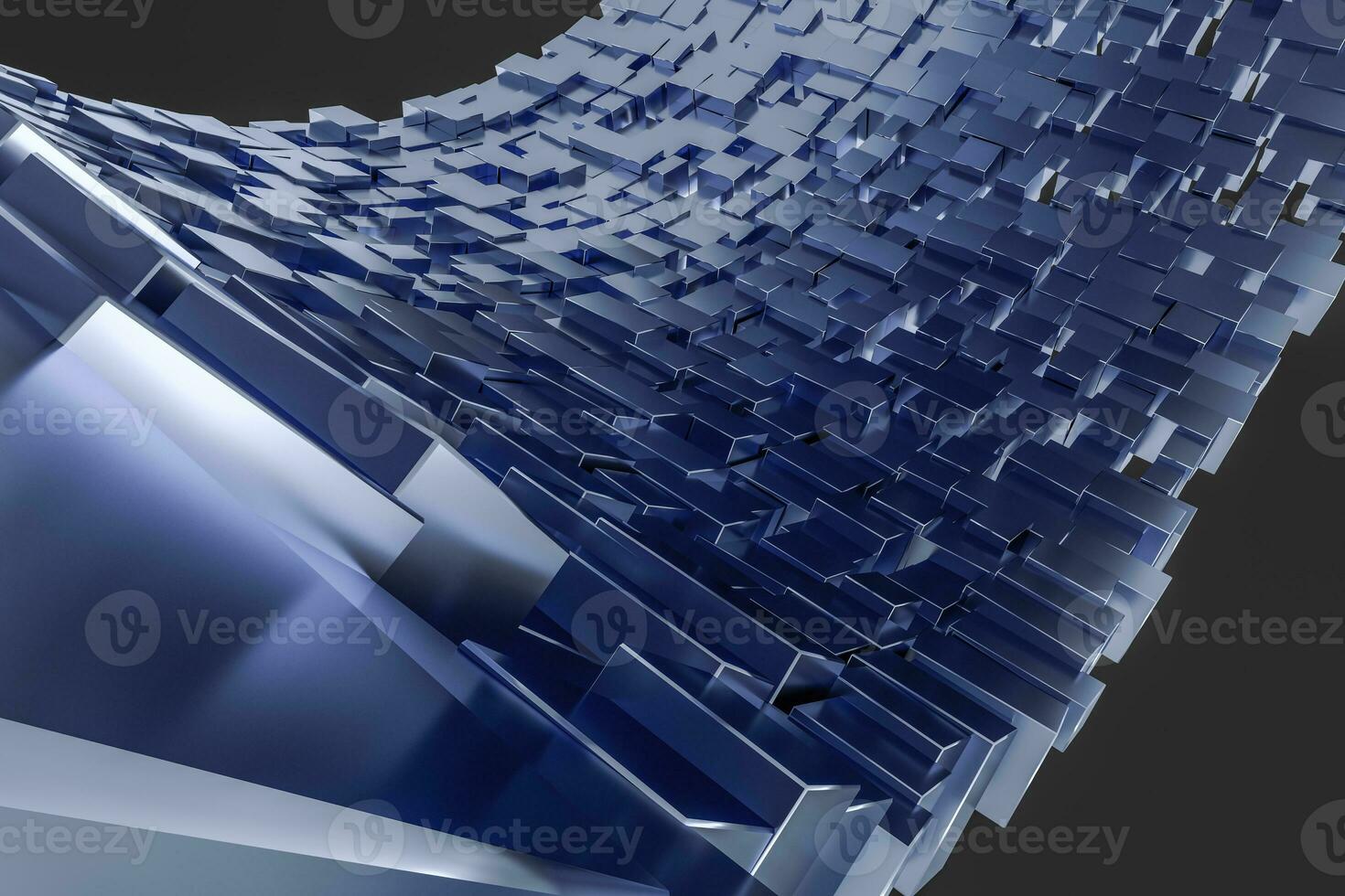 Computer digital drawing, dark background, cube bricks photo