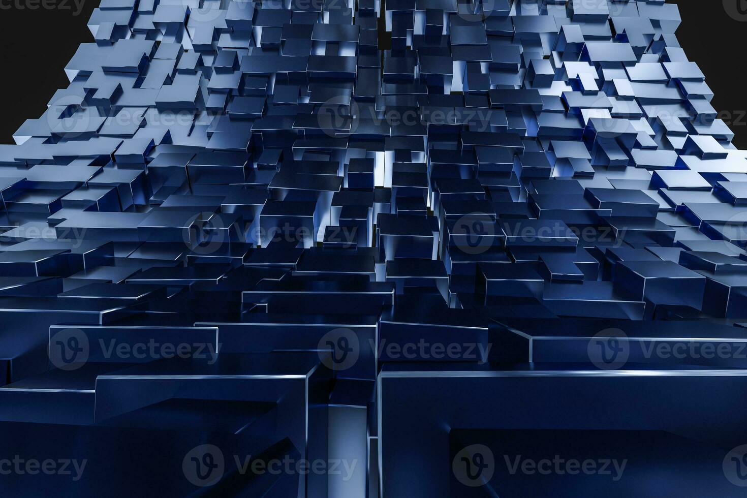 Computer digital drawing, dark background, cube bricks photo