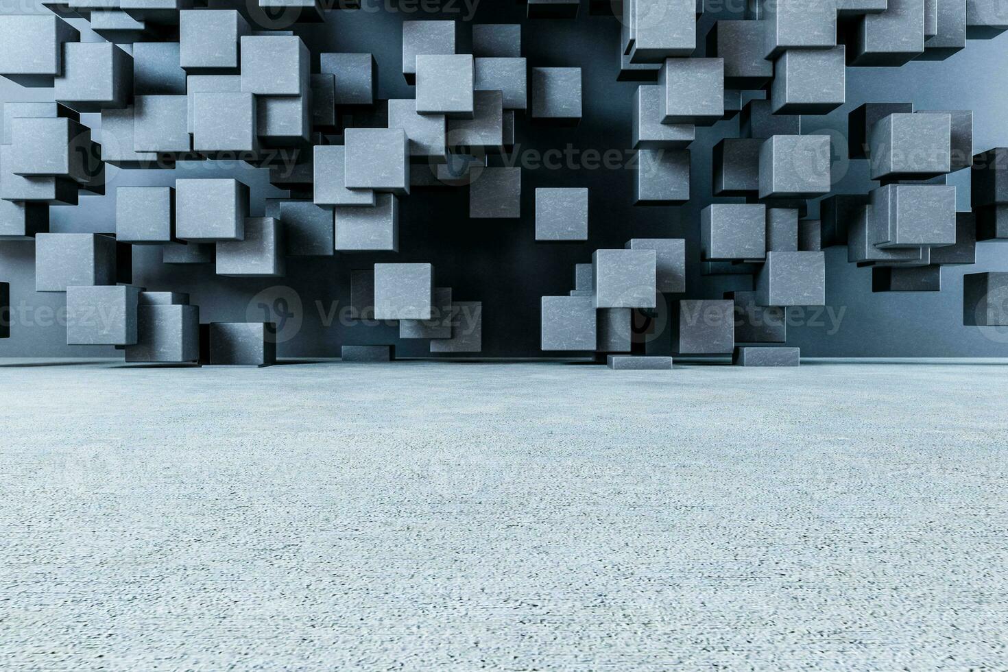 3d rendering, creative cubes wall with floor photo