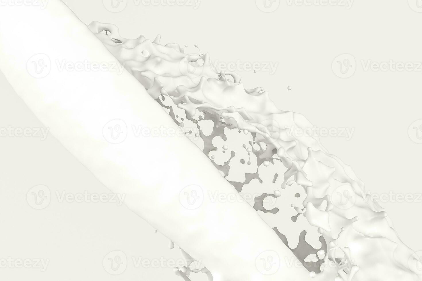 Purity splashing milk with creative shapes, 3d rendering. photo