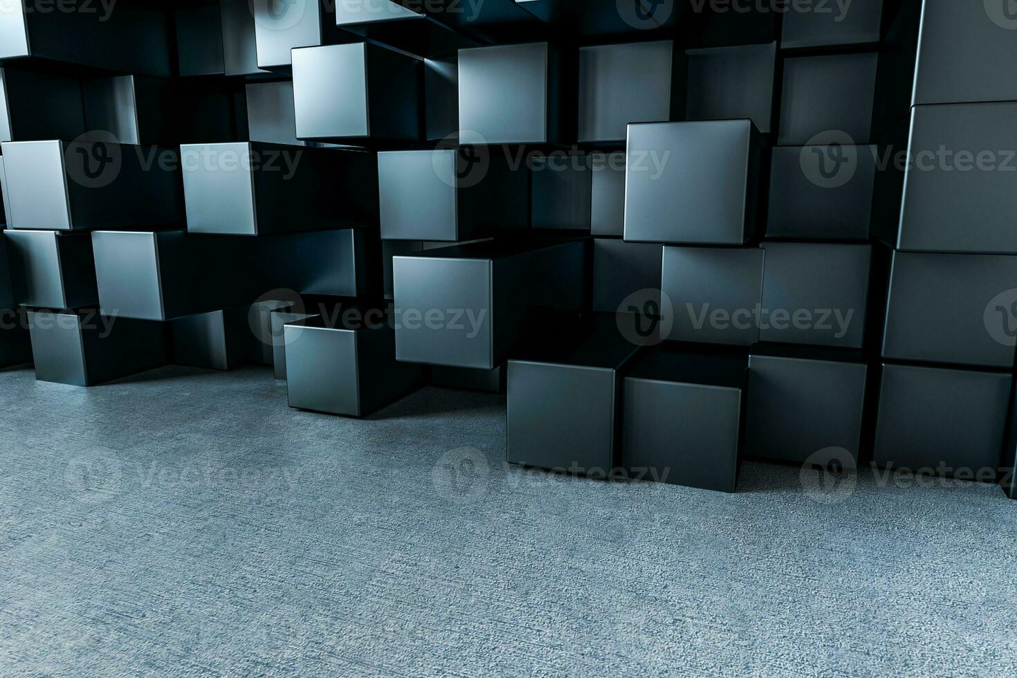 3d rendering, creative cubes wall with floor photo