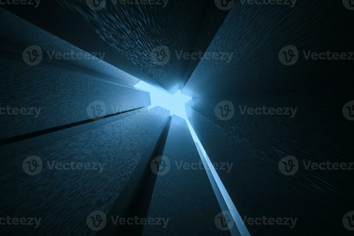 3d rendering, dark background, cube bricks with light effect. Computer digital background. photo