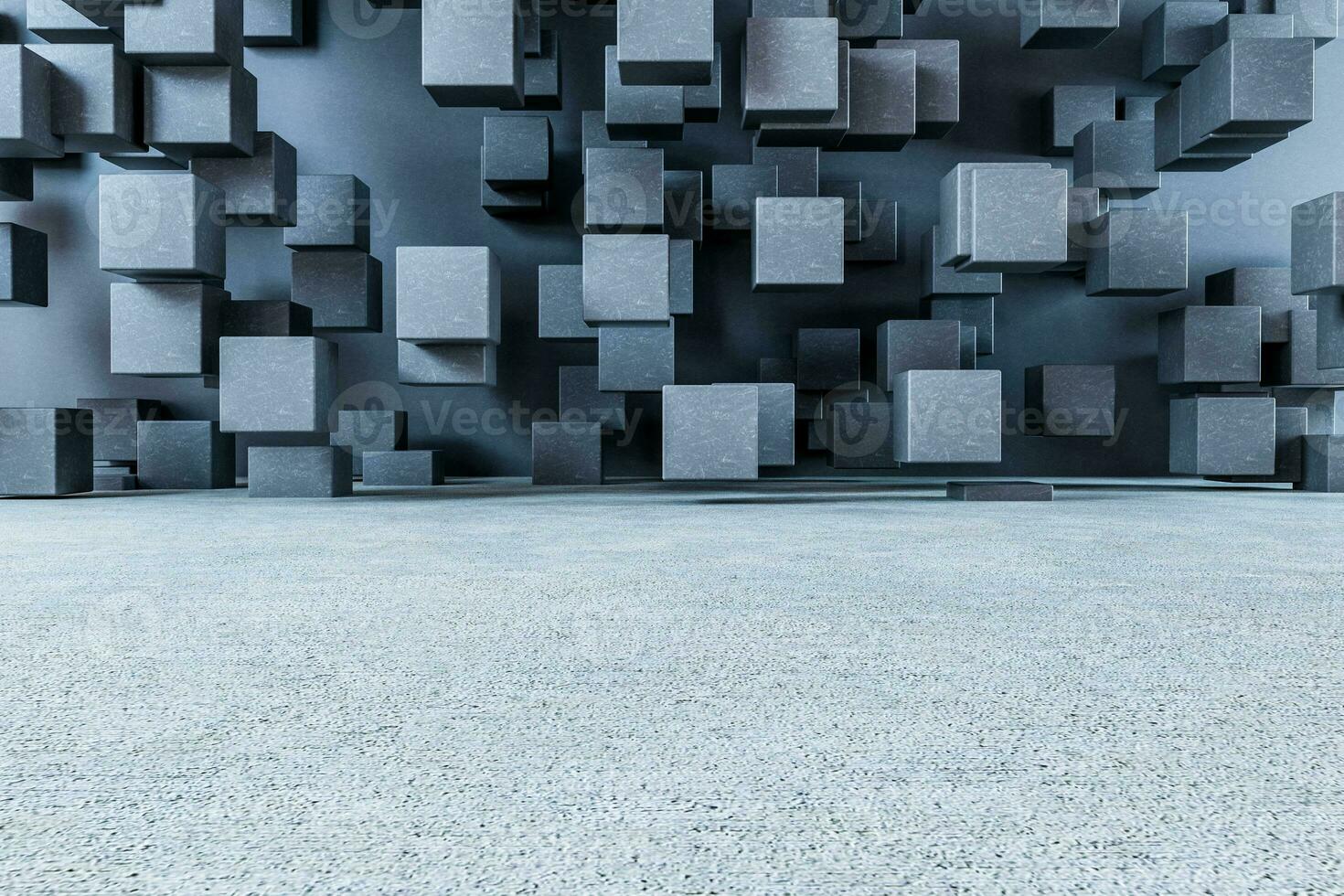 3d rendering, creative cubes wall with floor photo