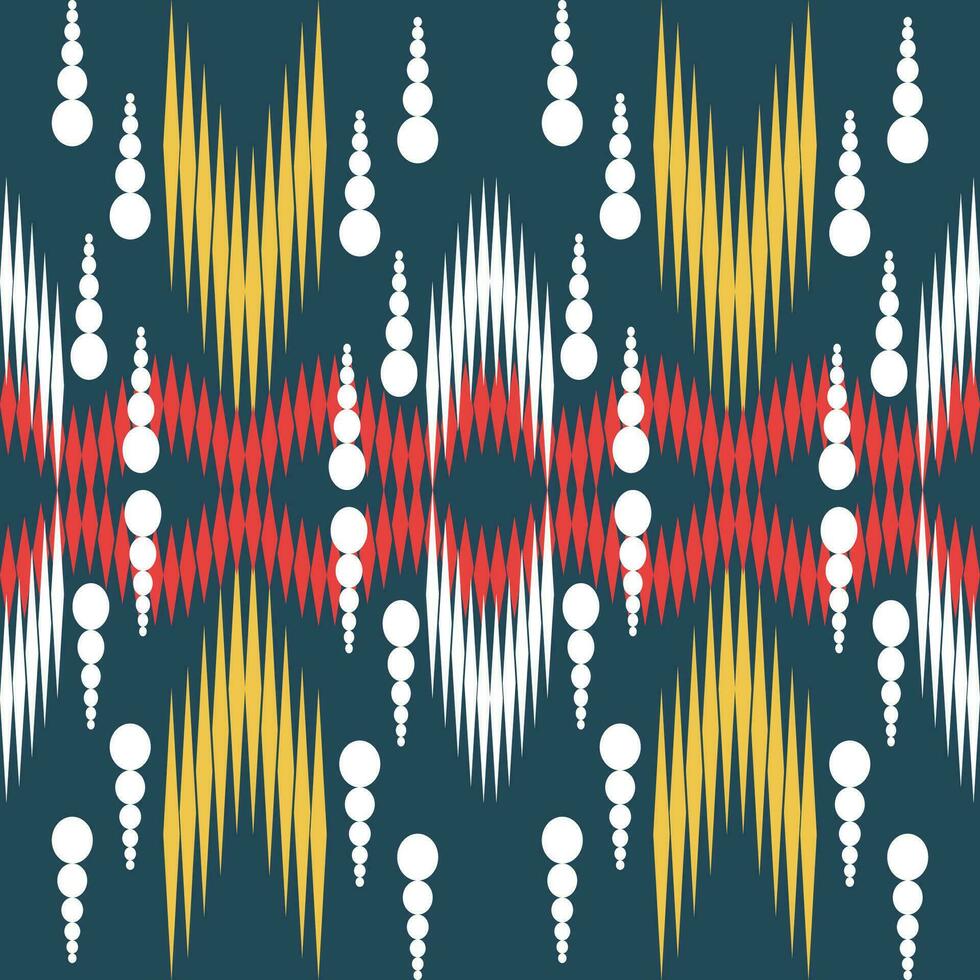 Ethnic Ikat abstract African art. Seamless pattern in tribal, folk embroidery, Mexican style. Aztec geometric on indigo background ornament print.Design for carpet, wallpaper, clothing, wrapping, vector