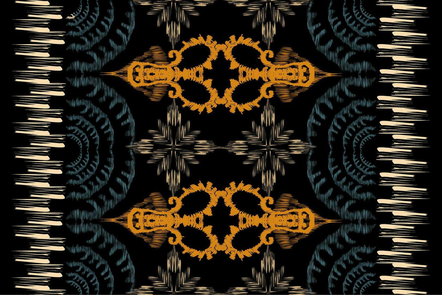 ikat floral cachemir bordado en negro fondo.geometrico étnico oriental modelo tradicional.azteca estilo resumen vector ilustración.diseño para