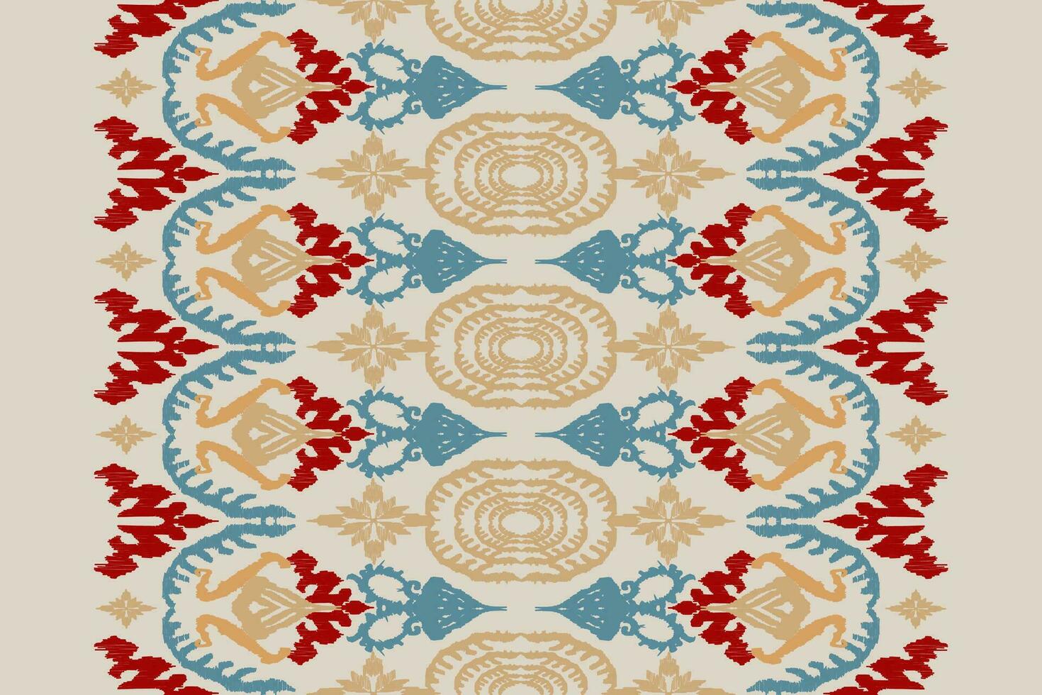 African Ikat paisley floral embroidery pattern on pale yellow background, traditional oriental ethnic geometric pattern, aztec abstract vector illustration designed for