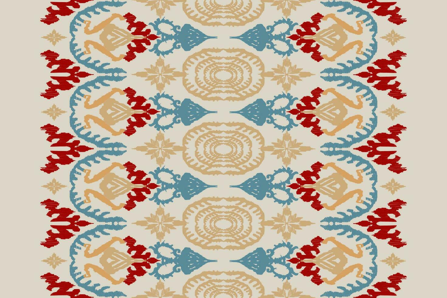 africano ikat cachemir floral bordado modelo en pálido amarillo fondo, tradicional oriental étnico geométrico patrón, azteca resumen vector ilustración diseñado para