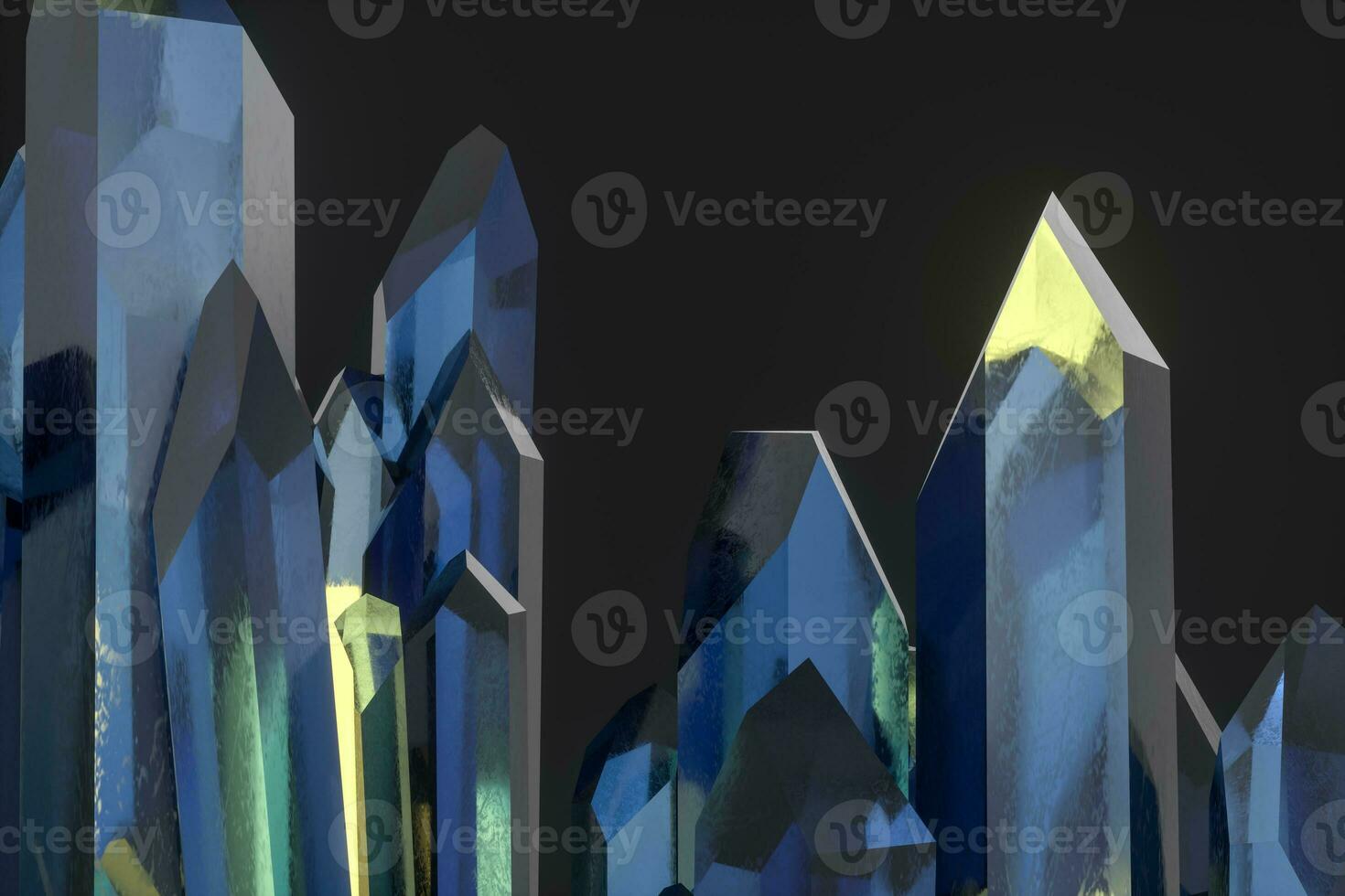 A cluster of precision-cut magic crystal, science fiction and magic theme, 3d rendering. photo