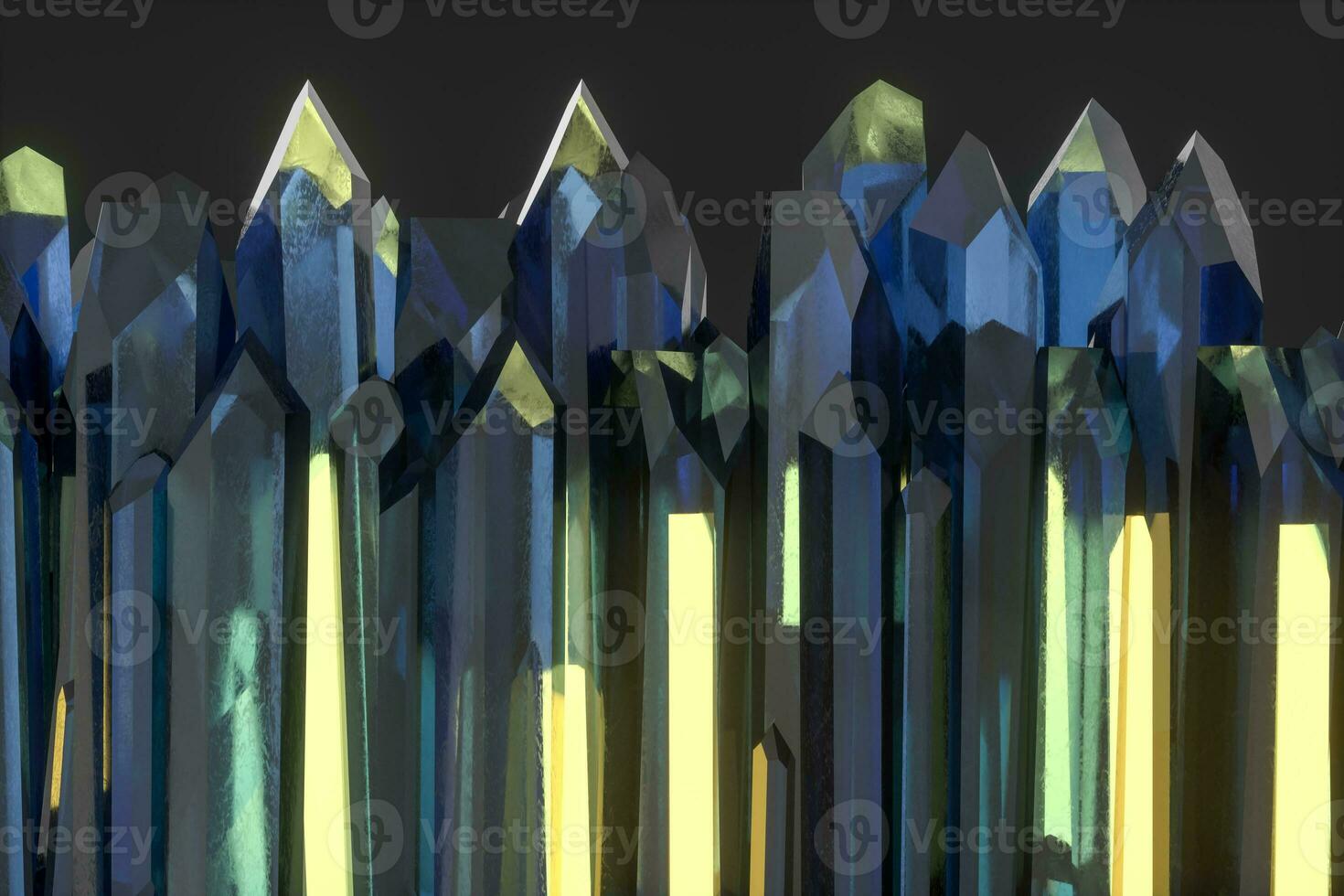 A cluster of precision-cut magic crystal, science fiction and magic theme, 3d rendering. photo