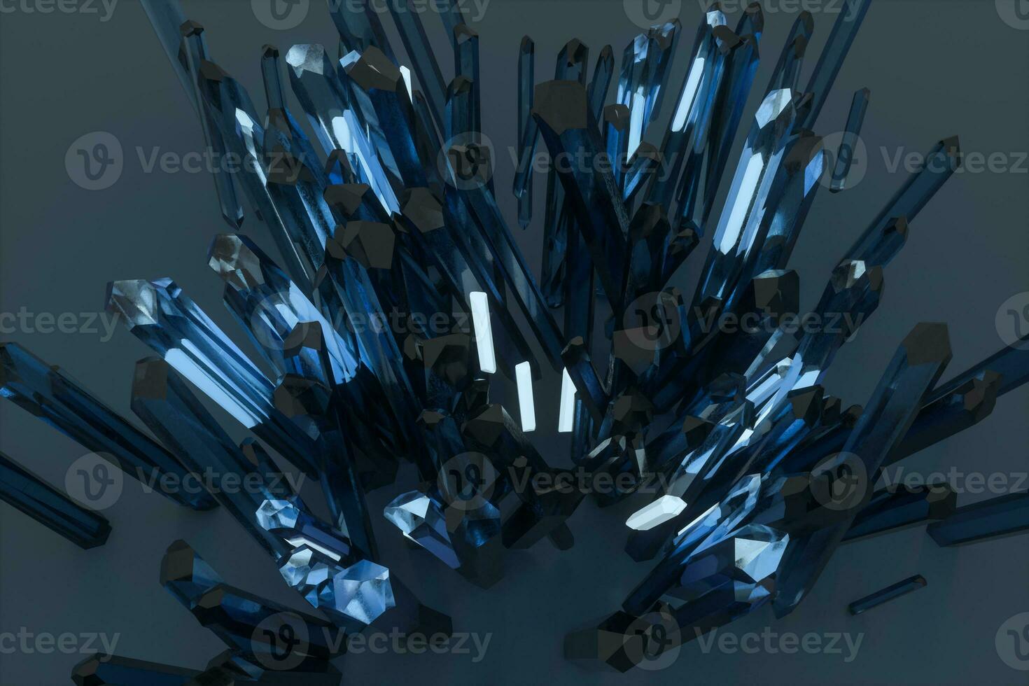 A cluster of precision-cut magic crystal, science fiction and magic theme, 3d rendering. photo