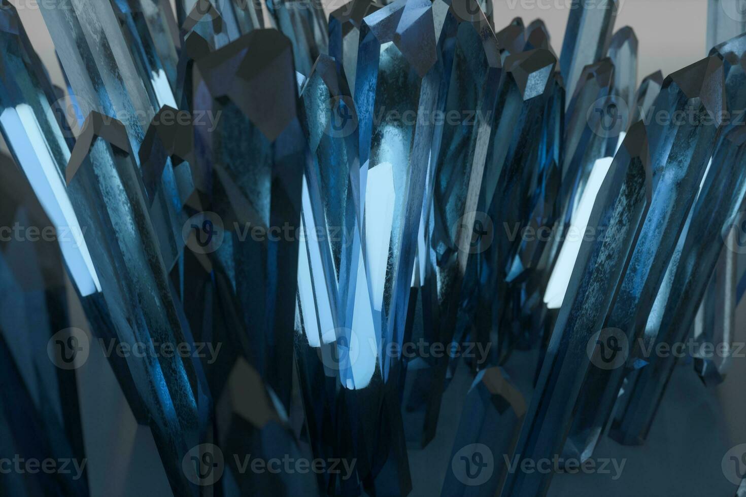 A cluster of precision-cut magic crystal, science fiction and magic theme, 3d rendering. photo