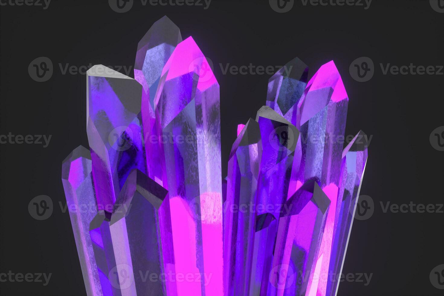 A cluster of precision-cut magic crystal, science fiction and magic theme, 3d rendering. photo