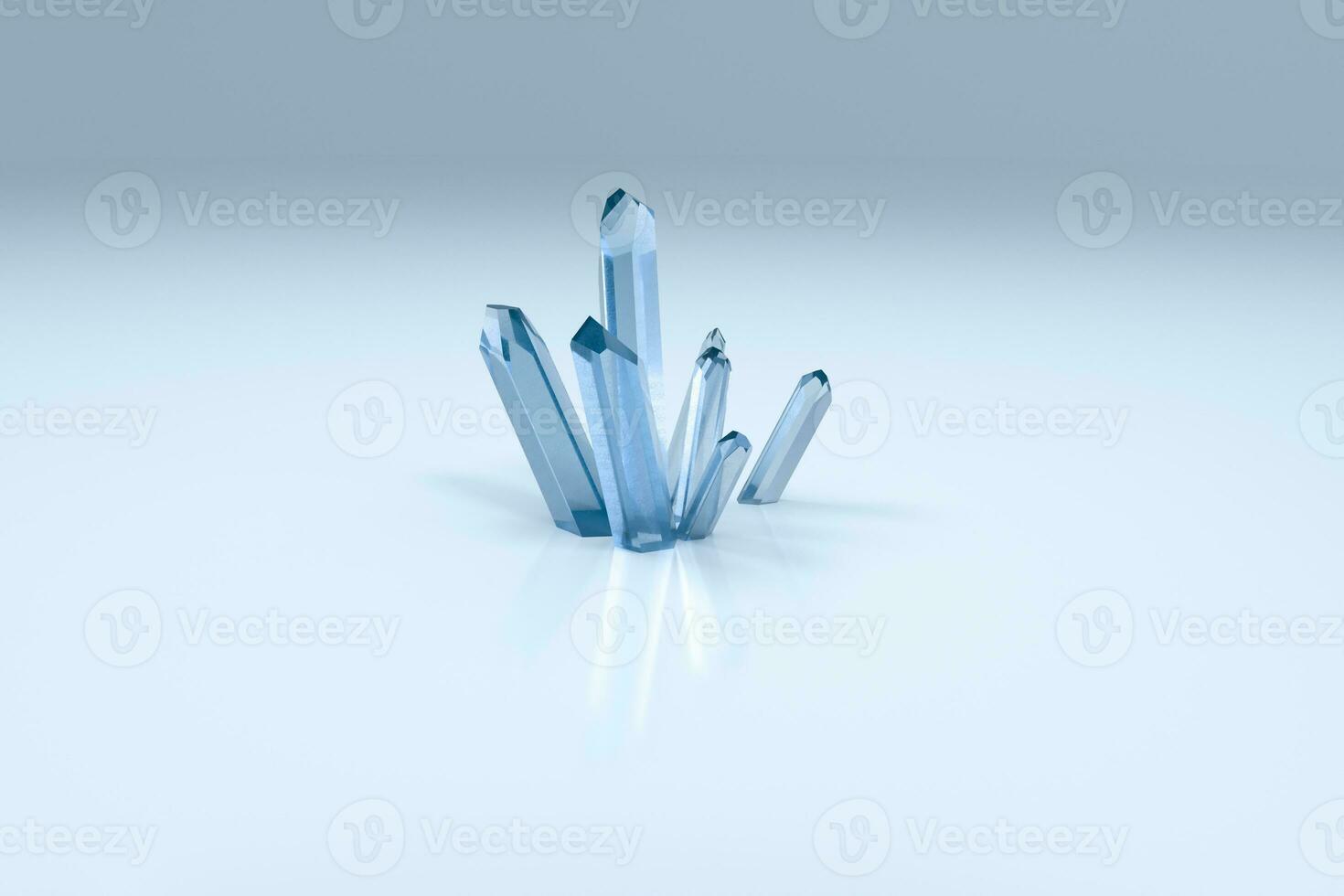 A cluster of blue magic crystal gather together, 3d rendering. photo