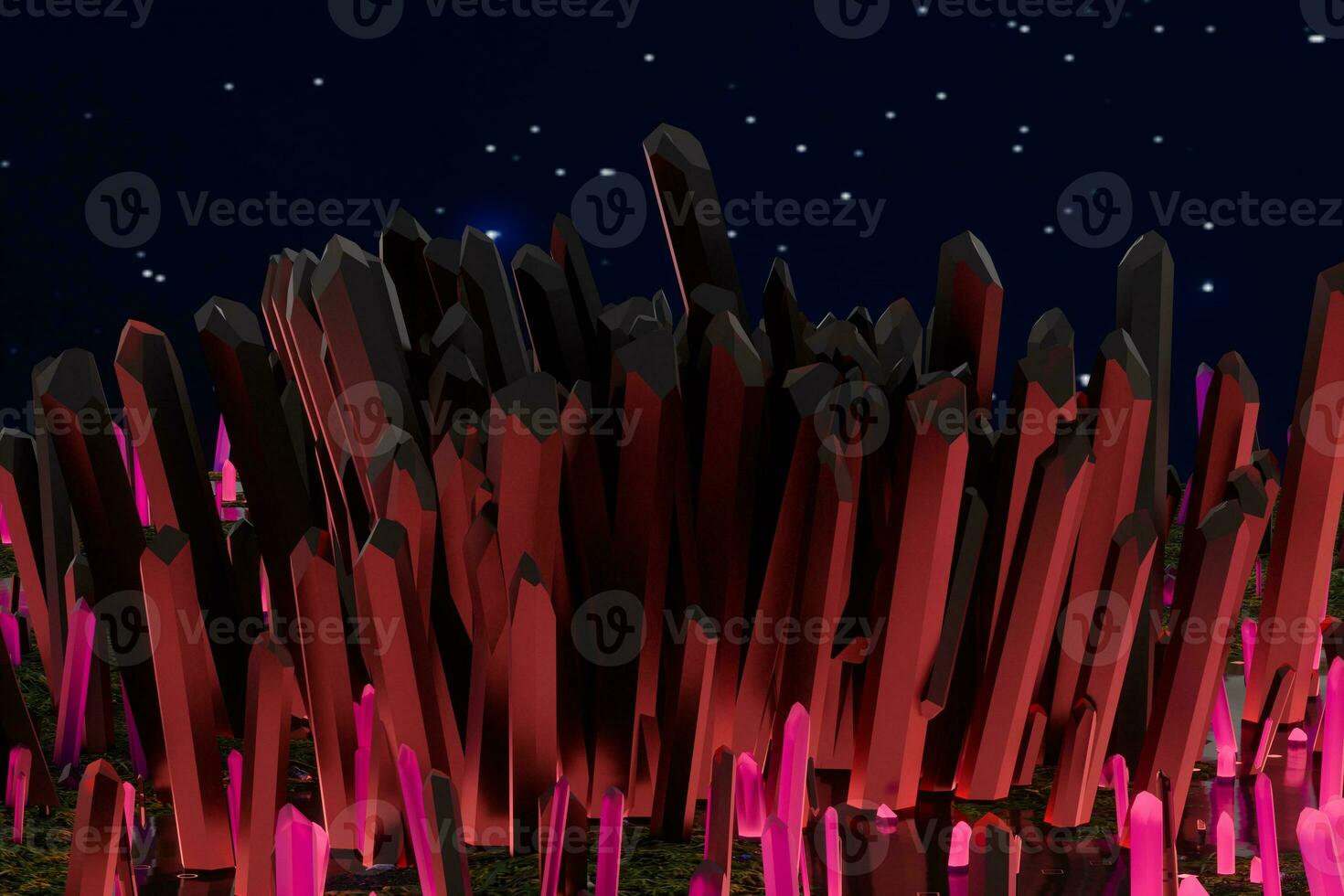 A cluster of precision-cut magic crystal, science fiction and magic theme, 3d rendering. photo