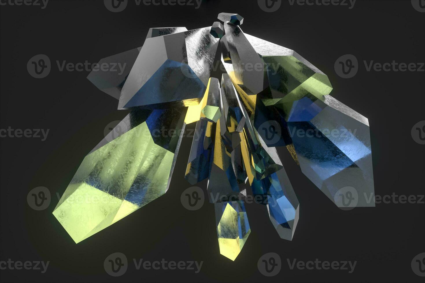 A cluster of precision-cut magic crystal, science fiction and magic theme, 3d rendering. photo