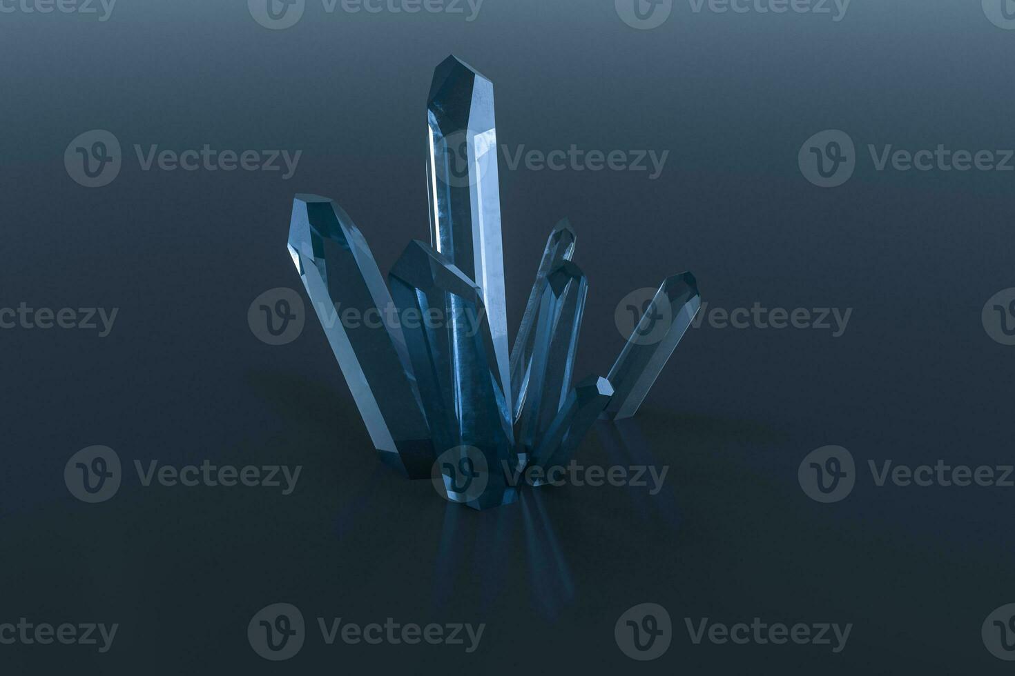 A cluster of blue magic crystal gather together, 3d rendering. photo