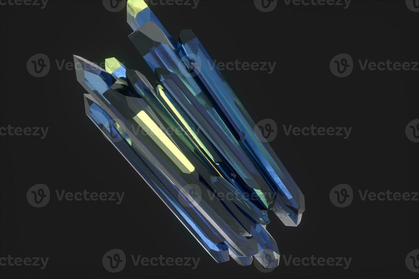 A cluster of precision-cut magic crystal, science fiction and magic theme, 3d rendering. photo