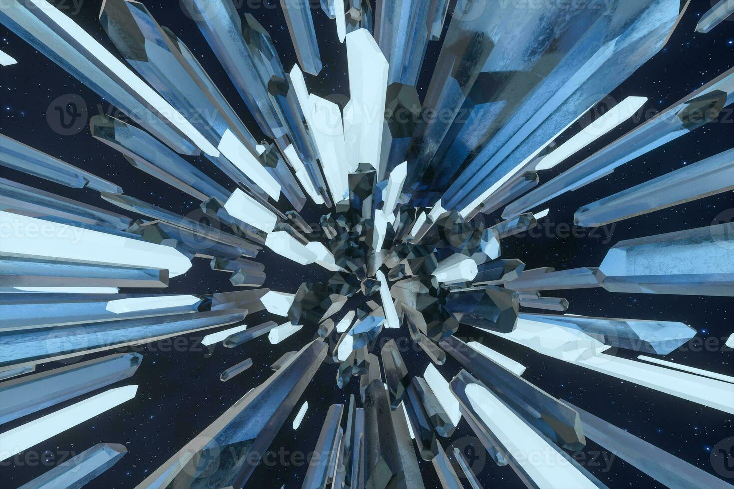 A cluster of precision-cut magic crystal, science fiction and magic theme, 3d rendering. photo