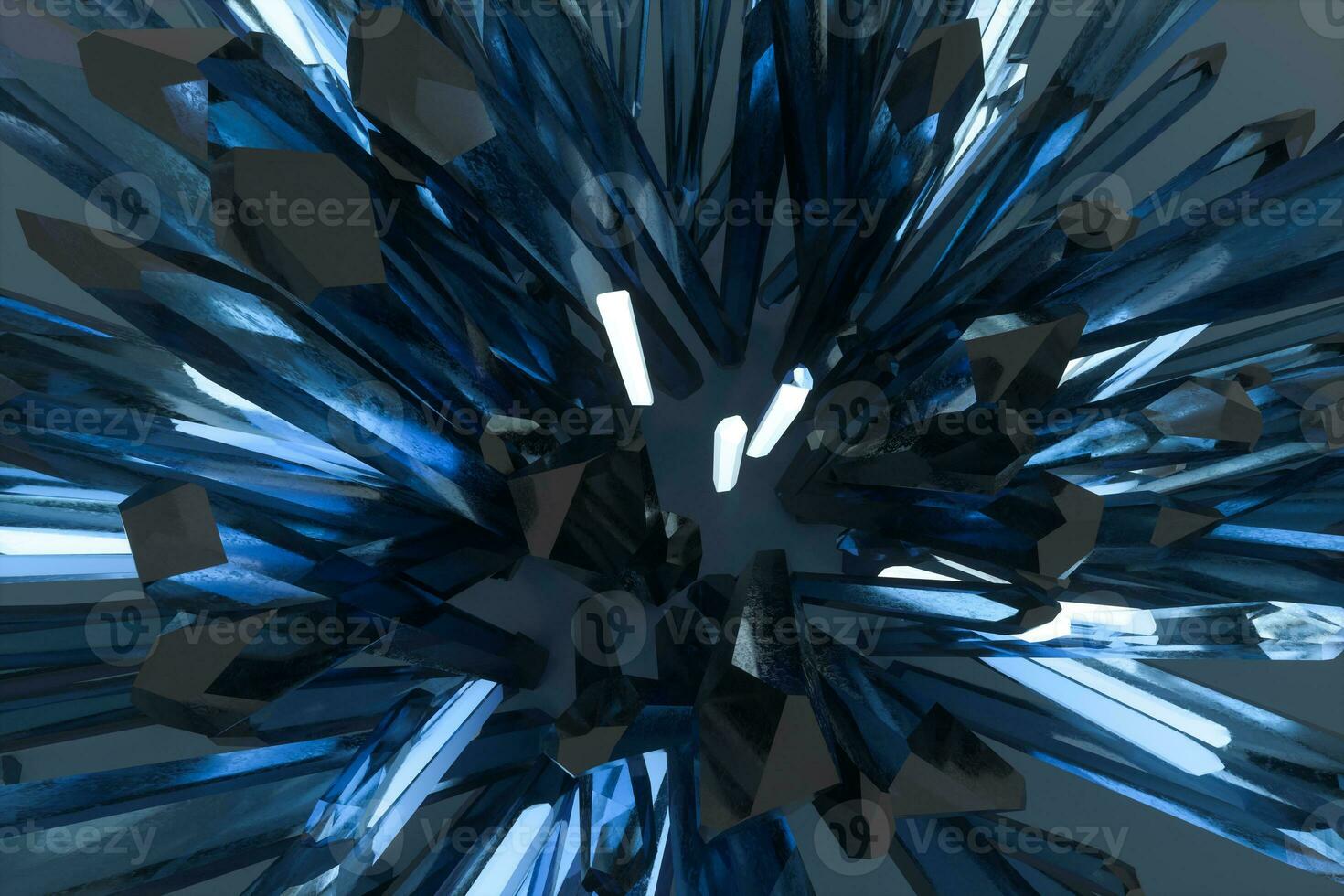 A cluster of precision-cut magic crystal, science fiction and magic theme, 3d rendering. photo
