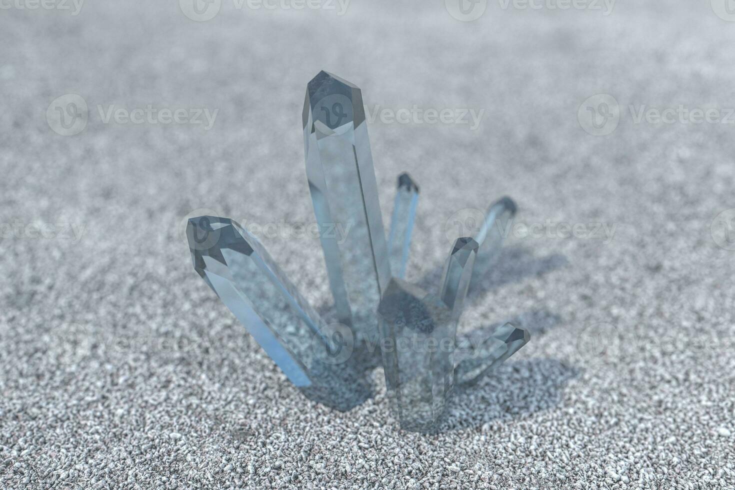 A cluster of blue magic crystal gather together, 3d rendering. photo