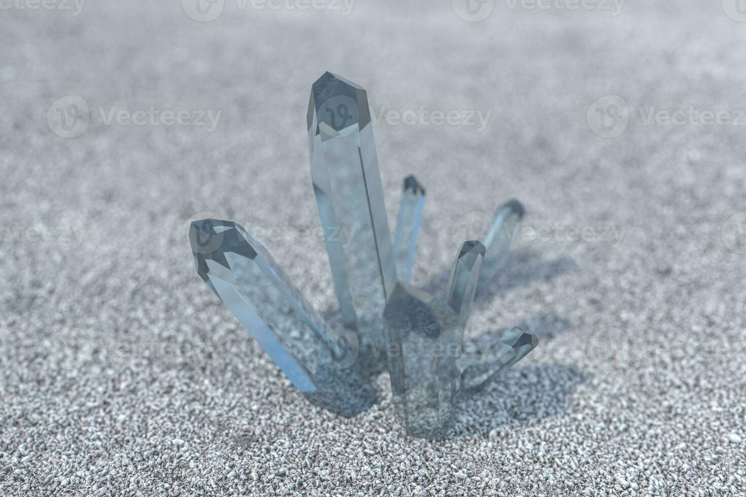 un racimo de azul magia cristal reunir juntos, 3d representación. foto