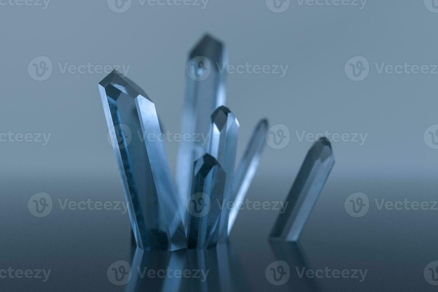 A cluster of blue magic crystal gather together, 3d rendering. photo