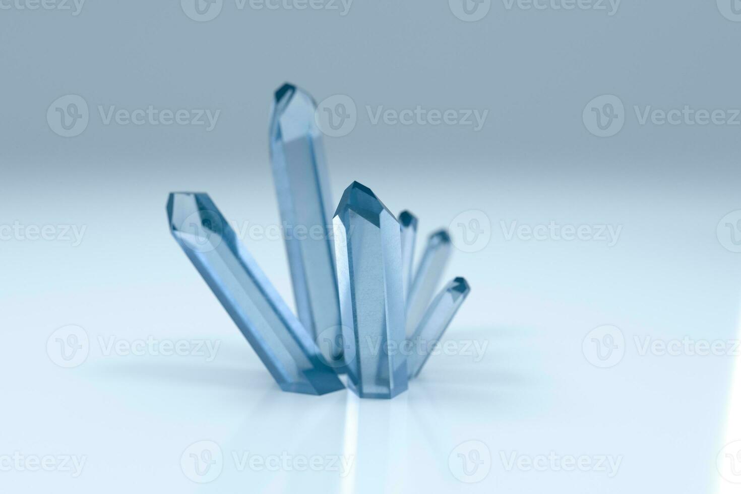 A cluster of blue magic crystal gather together, 3d rendering. photo