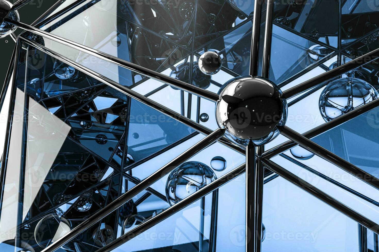 3d rendering, creative triangle polygon construction photo