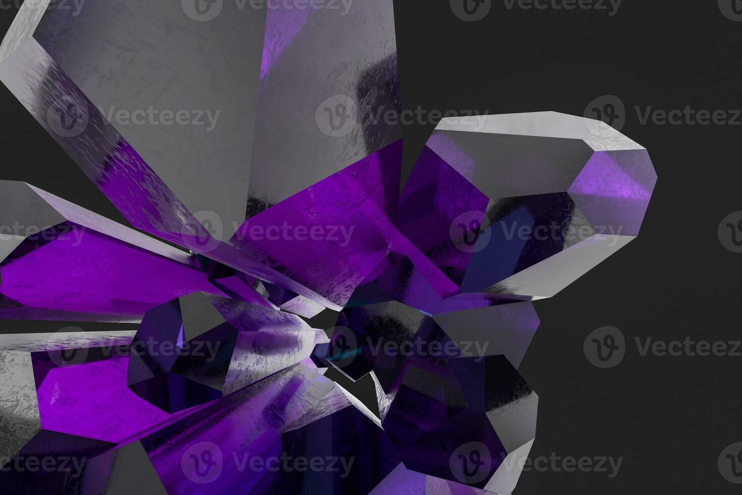 A cluster of precision-cut magic crystal, science fiction and magic theme, 3d rendering. photo